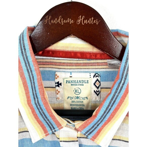 Panhandle Rough Stock Size XL Striped Shirt Button Up Blouse Top Long Sleeve H4 - Picture 9 of 11